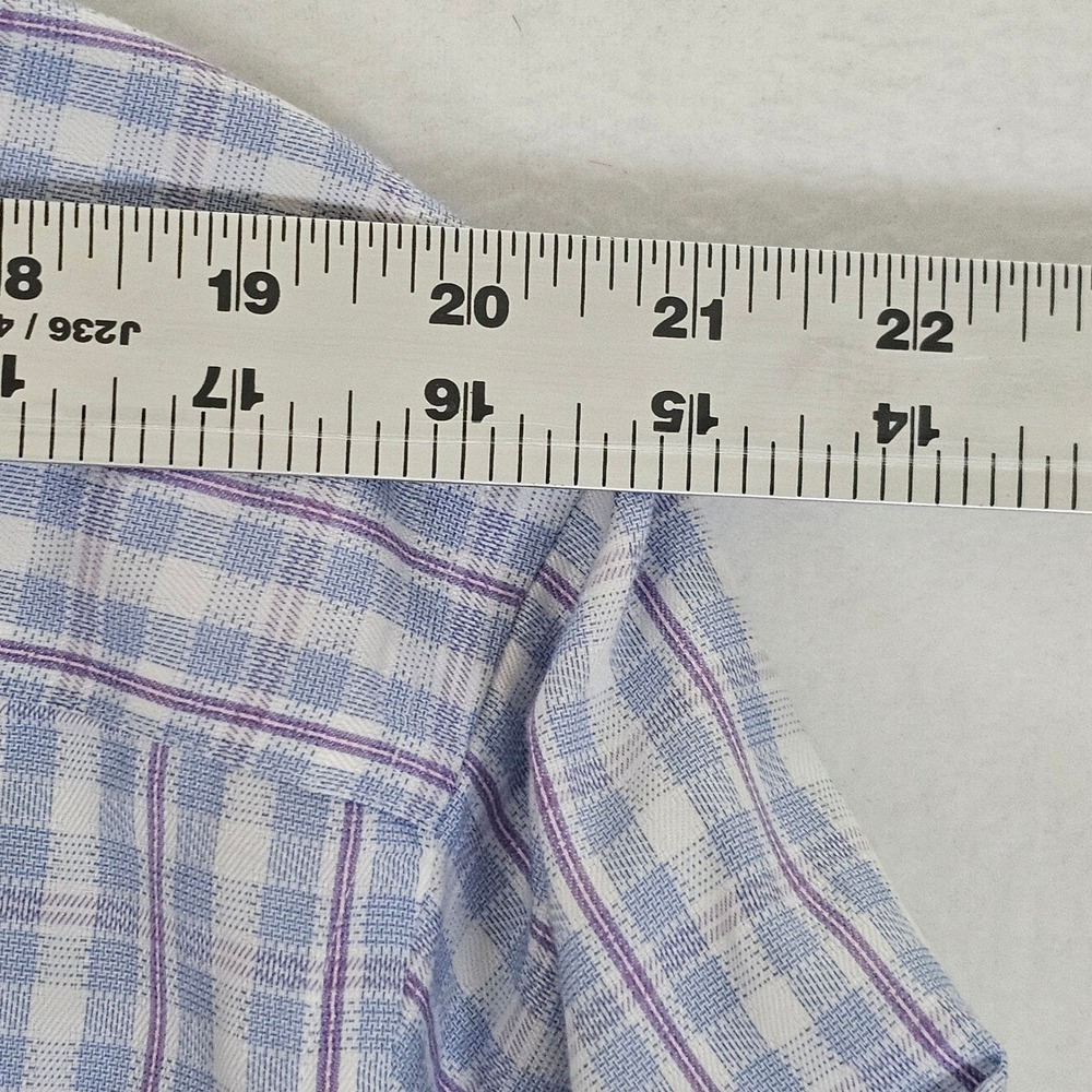 Egara Mens XL Blue Purple Plaid Non-Iron Cotton Long Sleeve Button Down Shirt - Picture 10 of 12